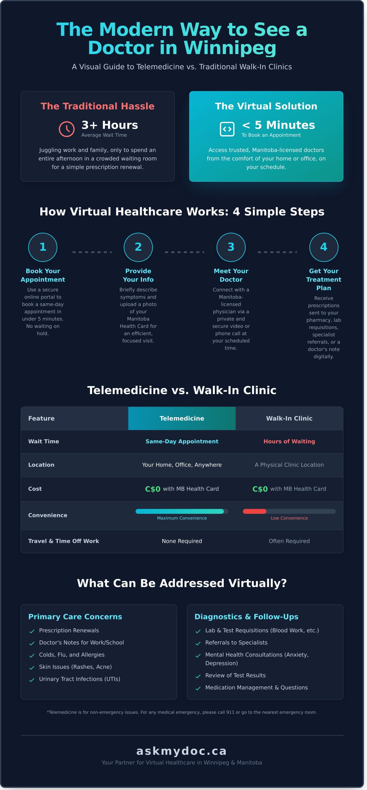 Telemedicine in Winnipeg: Your 2026 Guide to Virtual Healthcare in Manitoba - Infographic