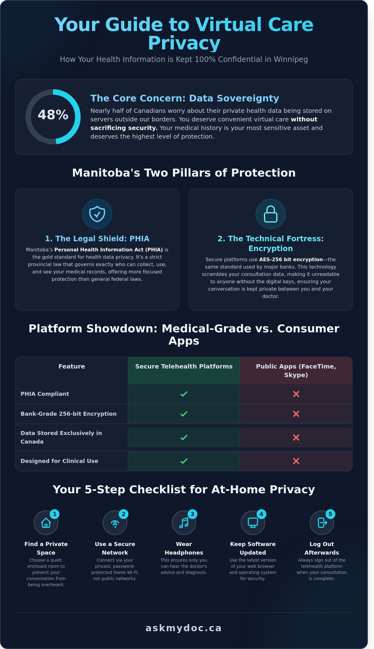 Virtual Care Privacy in Winnipeg: Is Your Online Doctor Visit Secure? - Infographic