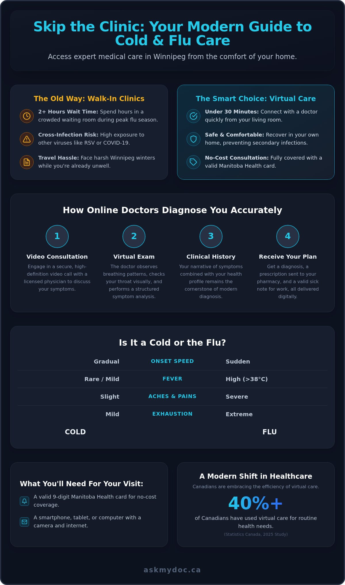Online Doctor for Cold and Flu in Winnipeg: 2026 Patient Guide - Infographic